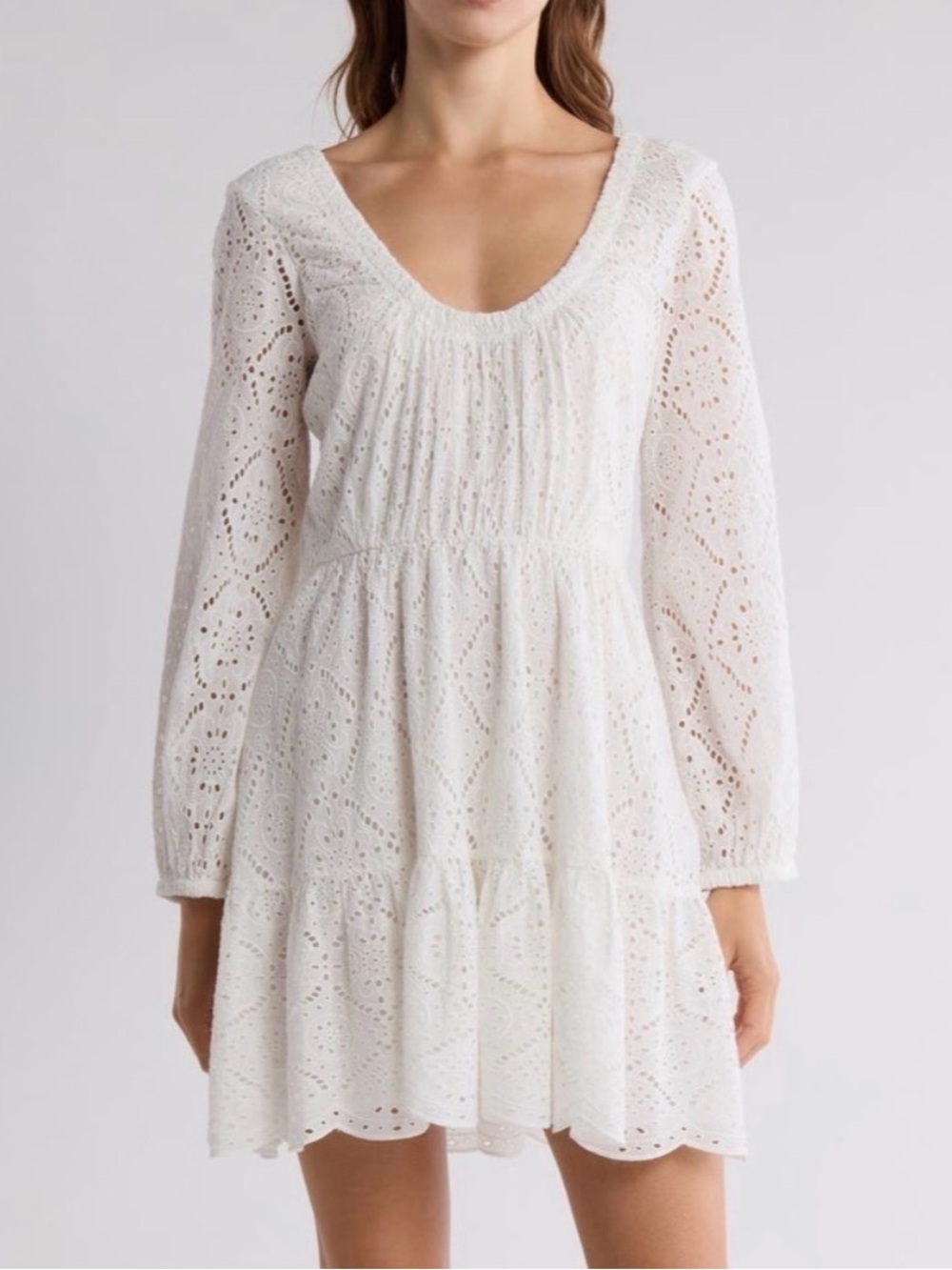 NWOT Veronica Beard Calibra White
Long Sleeve Eyelet Dress Size 4